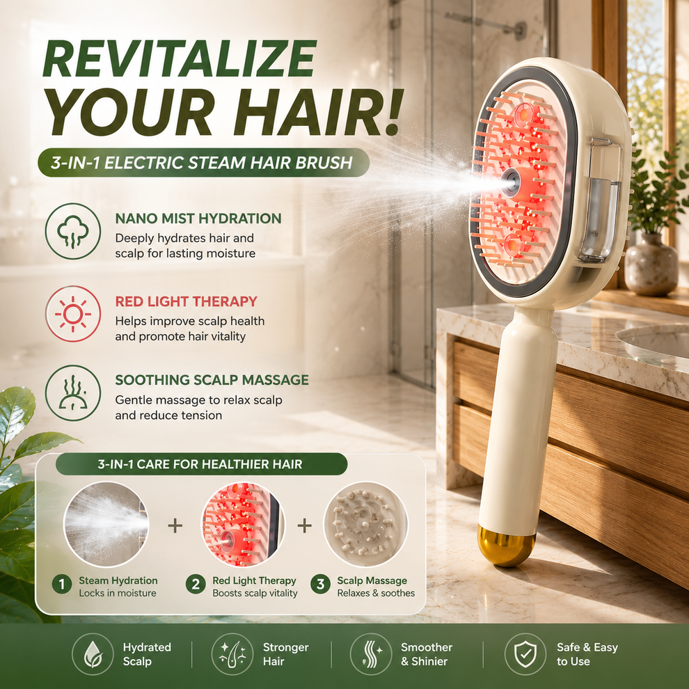 Rechargeable Hair Straightener Brush with Detangling Comb